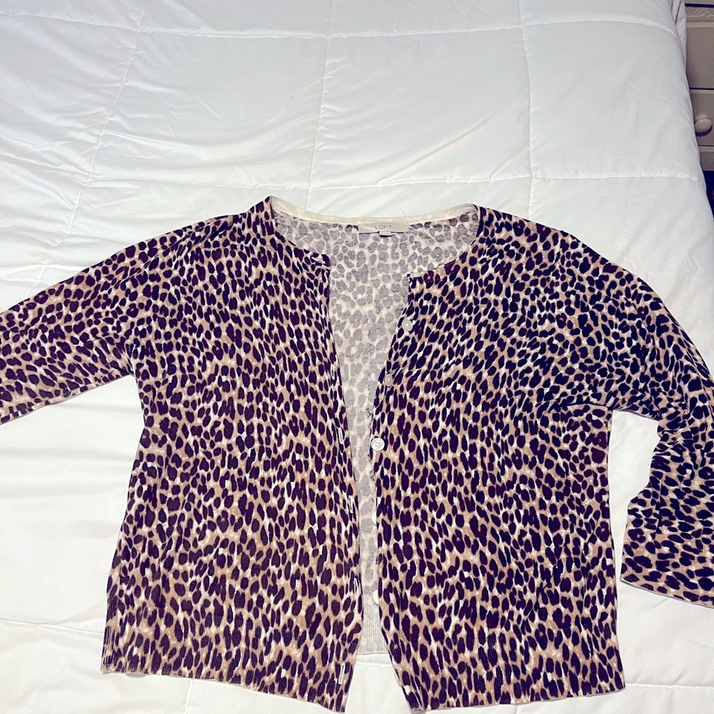 Loft leopard sweater cardigan